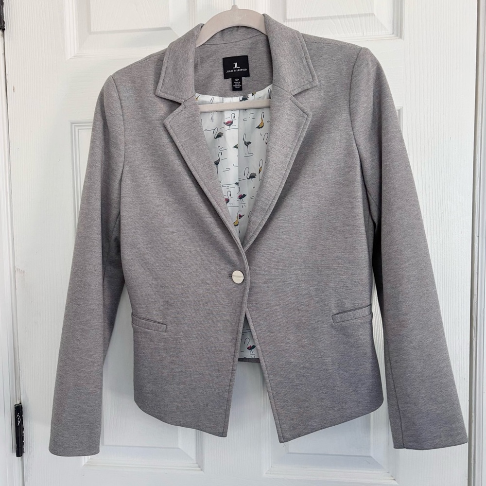 Jules & Leopold Light Gray Single-Button Blazer